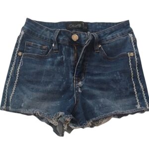 Skinny Fries Stretch Denim Cuttiff Jean Shorts with Ric Rac, Size 3